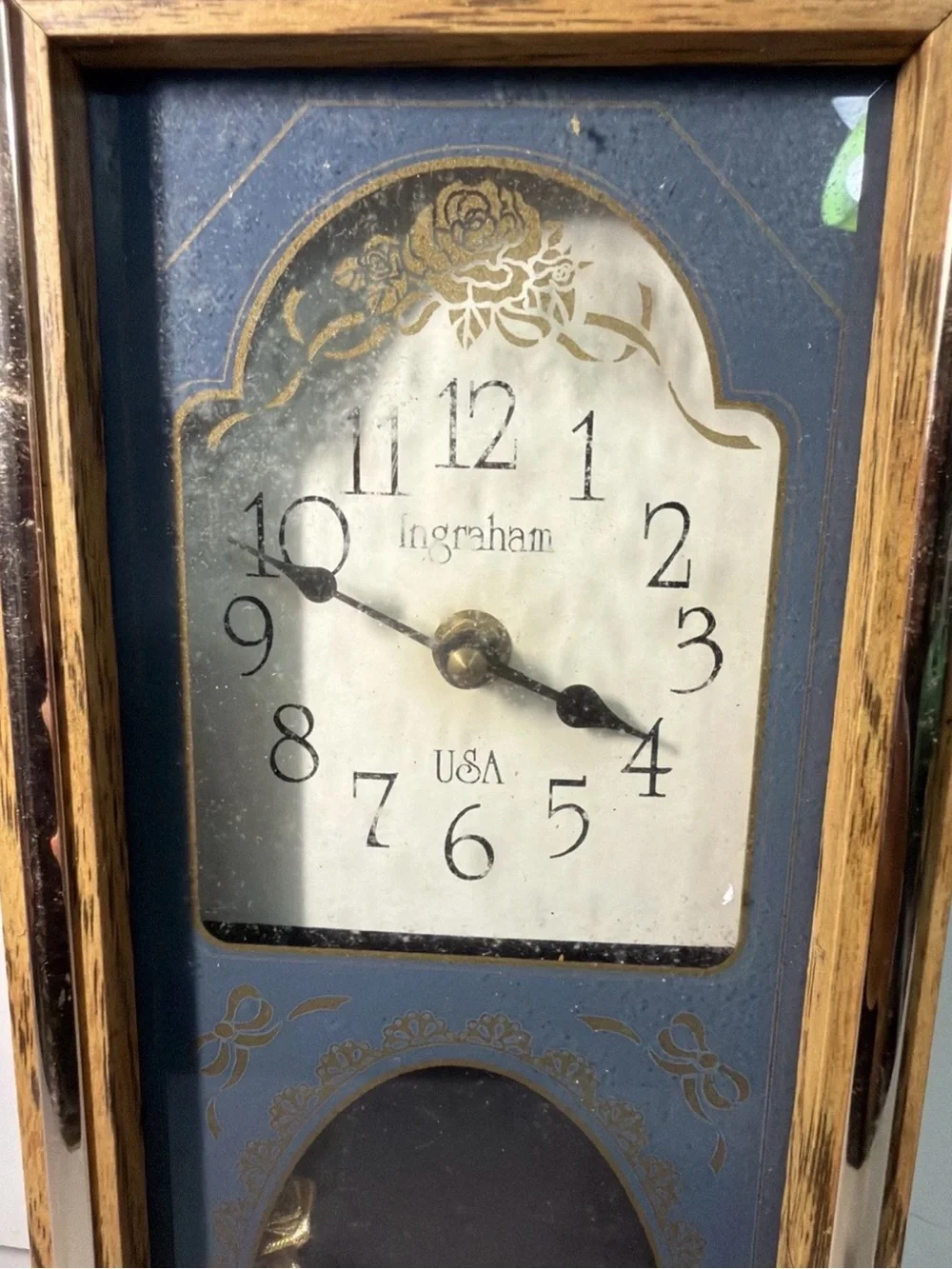 Gold and Blue Pendulum Wall Clock
